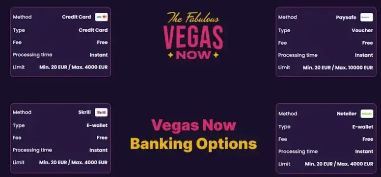 Vegas Now - Account conditions built around rules and limits